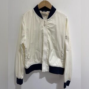 Tory Burch Ivory and Navy Bomber Jacket M
